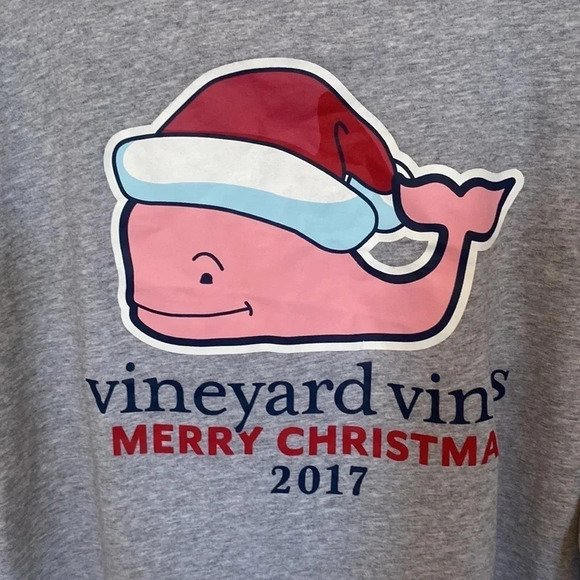 Vineyard Vines Santa whale tee shirt size medium grat crewneck 2017 Christmas - Picture 2 of 6